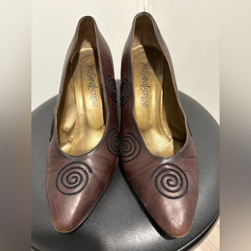 Yves Saint Laurent Dark Brown Spiral Heels